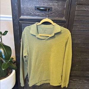 Eddie Bauer Long-Sleeved Olive Green Polo Shirt